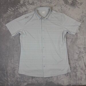 Puma Button Down Shirt Mens Large Gray Short Sleeve Golf Polo 577401-01 Active